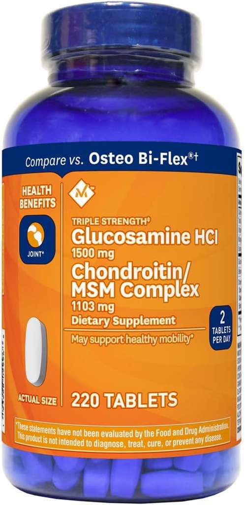 Member's Mark Triple Strength Glucosamine 1500mg & Chondroitin MSM 1288mg Tablets (1 bottle (220 tablets))