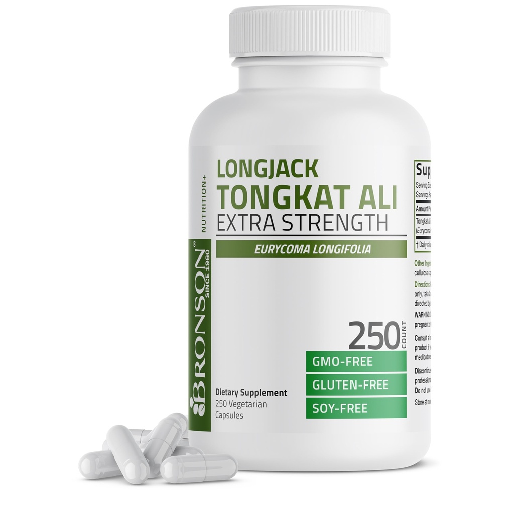Bronson Longjack Tongkat Ali Extra Strength, 250 Vegetarische Kapseln