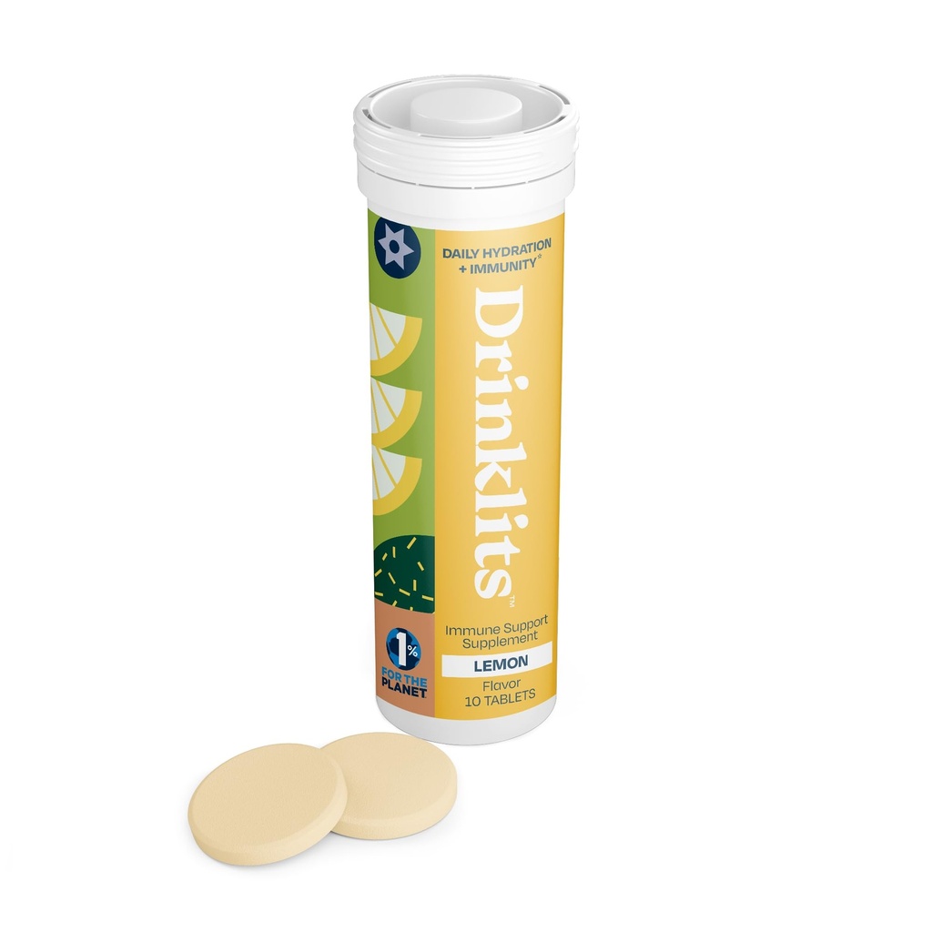 Drinklits Citron quotidien Imune Support Comprimés de 0g Sucre - Vitamine C - Électrolytes - Mélange botanique