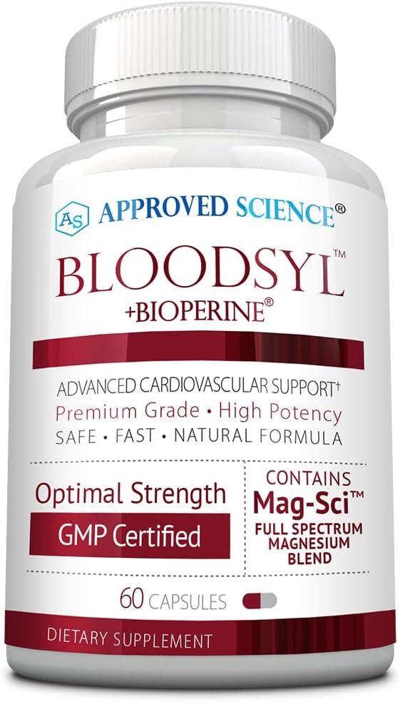 Approvato Science Bloodsyl - Supporta il flusso sanguigno - Hawthorn Berry, Magnesio, BioPerine - Vegan - 60 capsule - Confezione da 1