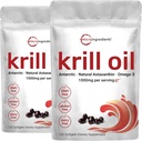 2 Pack Antarktis Krill Öl Supplement, 1000mg pro Servierung, 120 Soft-Gels Jede, reich an Omega-3s, EPA, DHA & Astaxanthin, unterstützt Gehirngesundheit, Premium Krill Öl Kapseln flüssige Softgels