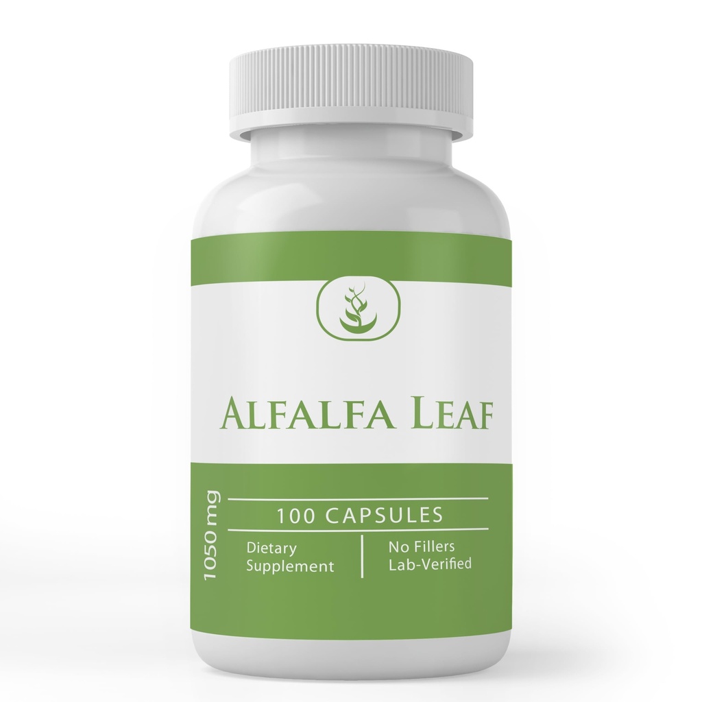 Pure Original Zutaten Alfalfa Leaf, (100 Kapseln) Immer rein, keine Additive oder Füllstoffe, Lab Verifiziert