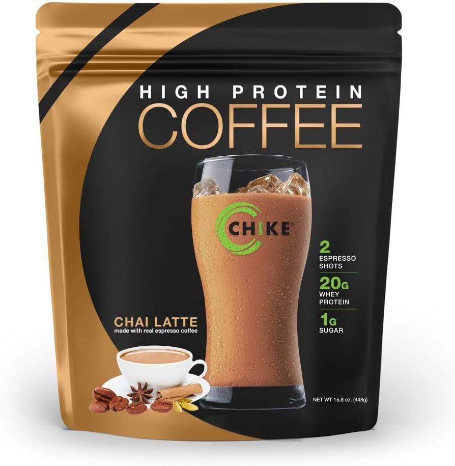 Chike Chai Latte Haute Protein Iced Café, 20 G Protéines, 2 Shots Espresso, 1 G Sucre, Keto Friendly et sans gluten, 14 portions (16 once)
