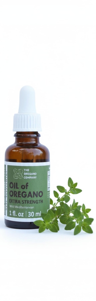 THE OREGANO COMPANY- Oil of Oregano 1 fl. oz 30 ml, 90+ Carvacrol, extra Strength, Liquid, Vegan, Vegetarisch, Non-GMO, Gluten Free Drops, Saisonal Drops, Natural, Edible Food Grade, Aceite De Oregano