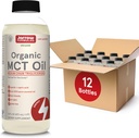 Jarrow Formulas Organic MCT Oil - 16 fl oz - Fast Fuel for Brain & Muscles - Caprylic (C8) + Capric Acid (C10) - Ketogenic Diät Friendly Supplement - Unflavored (Pack von 12)