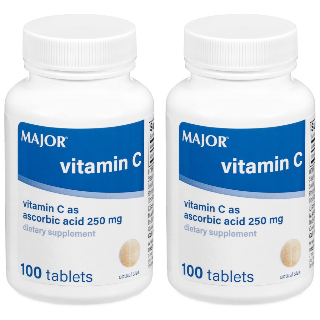 MAJOR Vitamin-C 250 mg Ascorbinsäure Tabletten, 100 CT - Packung von 2
