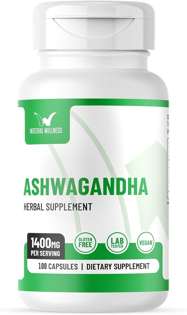 Ashwagandha w/Black Pfeffer Extrakt - 1400mg (100 Caps) | 3rd Party Getestet & Filler-Free - Vegan