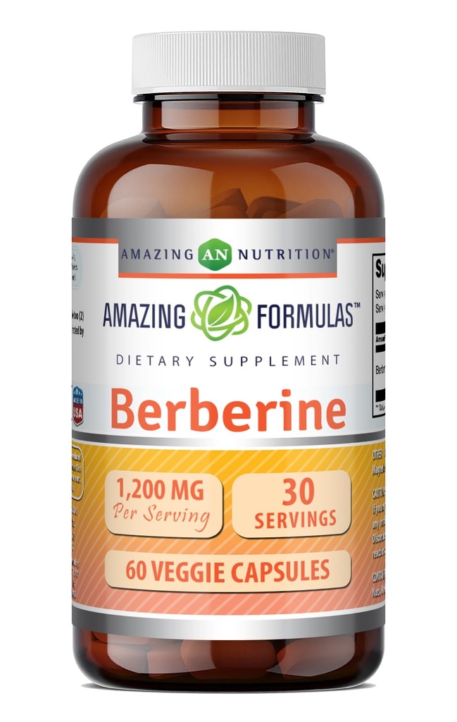 Erstaunliche Formeln Berberine Ergänzung | 1200 Mg pro Servieren | Veggie Kapseln | Non-GMO | Gluten-Free | Made in USA (60 Count, 1 Pack)