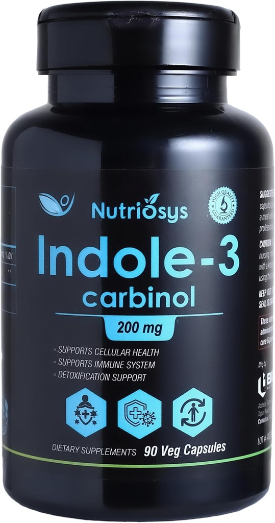 Indole 3 Carbinol 200mg de supplément I3C pour les hommes et les femmes soutient l'équilibre hormonal, la détox et la santé cellulaire.