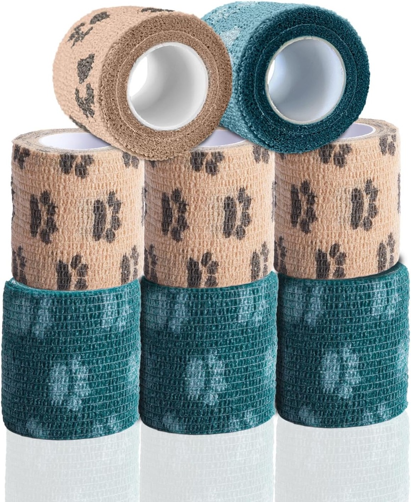 Selbstklebende Bandage Wrap - Vet Wrap für Hunde Keine Chew - Medizinische Cohesive Bandage Wrap für Wund Care, Schmerzpflege, Erste Hilfe, Vet Tape für Pet Birds Cat Horses (2 Zoll, 8 Rollen, 8 Farben)