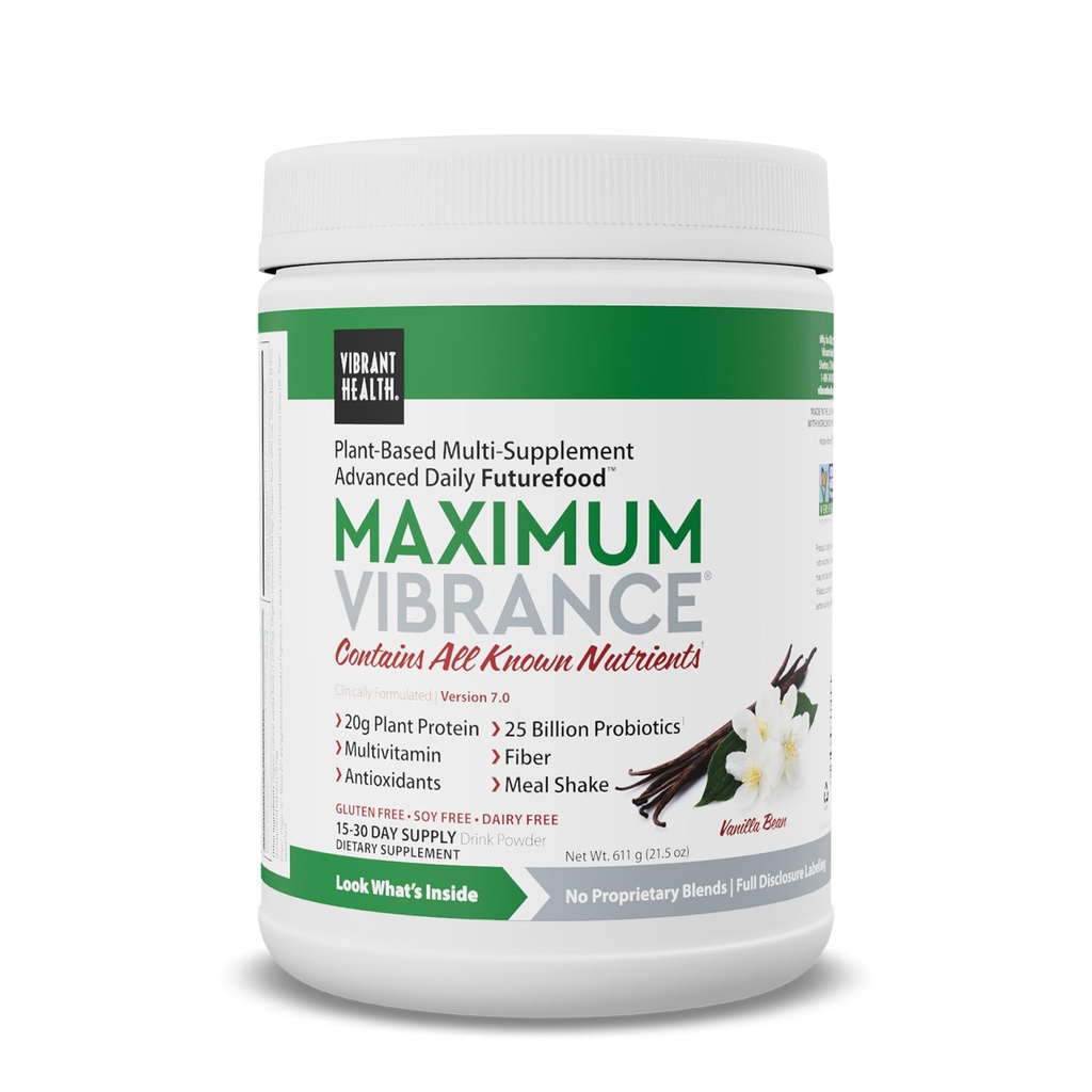 Vibrant Health, Maximum Vibrance, Complete Vegan Meal Shake with Plant-Based Protein, Vanilla Bean, 15 Portionen