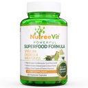 NutreeVit Pure 100 % Spiruline biologique + Chlorella + Blégrass - Energy Booster, Immune Support, puissant Superfood Antioxydant - Capsules de Véggie