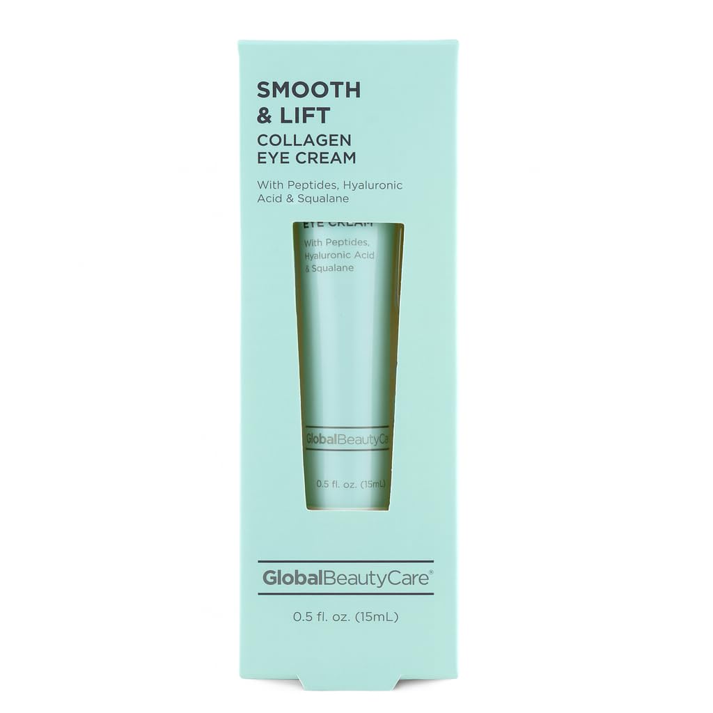 Global Beauty Care Smooth & Lift Collagen - Augencreme Wiith Peptide, Hyaluronsäure & Squalane, 1-Pack (0,5 fl oz 15ml)