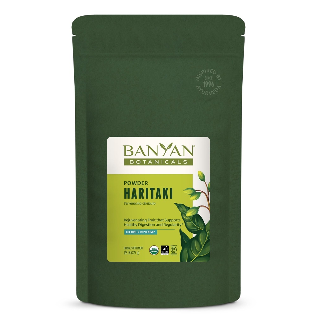 Banyan Botanicals Haritaki Powder - Certified Organic, 1/2 Pound – Terminalia chebula – für Detoxification & Rejuvenation* – Organic, Vegan, Non-GMO, Gluten Free, Zertifizierte Messe für den fairen Handel