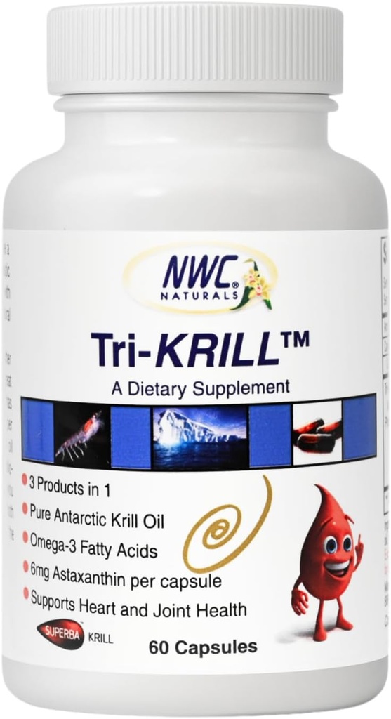 NWC Naturals Tri-Krill Öl Supplement für Männer und Frauen, unterstützt Gelenke Gesundheit, Gehirnfunktion, und Gesamt Wellness mit Astaxanthin