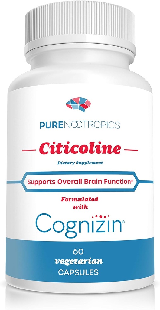 Pure Nootropics - CDP Choline (Citicoline) Kapseln 300 mg Kapseln | 60 Veg Cap Value Pack | Unterstützt kognitive Funktion und Leistung, Gedächtnis, Aufmerksamkeit und Gehirngesundheit | Bioverfügbares Cognizin