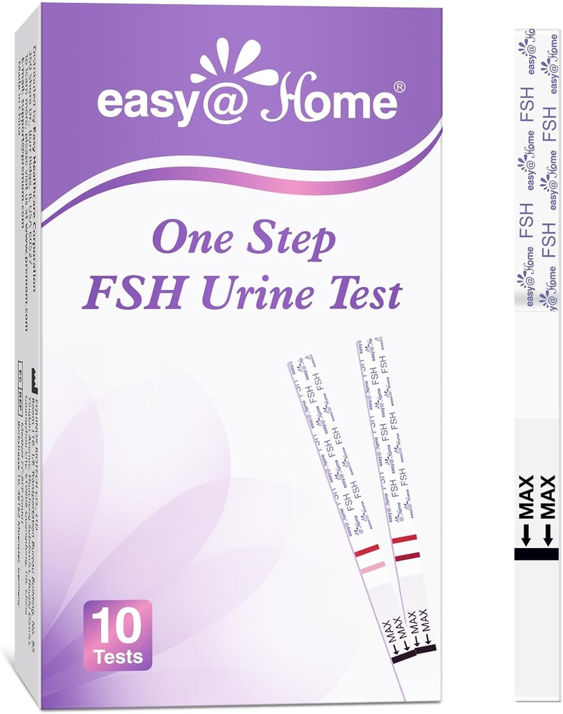 Easy@Home FSH Test Kit: 10 strisce di prova FSH per le donne – Livello di ormone traccia e pianificazione della fertilità di supporto a casa
