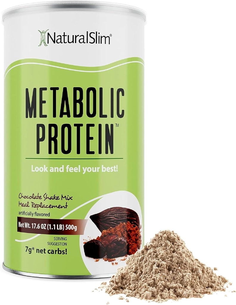 NaturalSlim Metabolic Whey Protein Powder Chocolate – Low Carb, Meal Replacement Shake w/Vitamins, Minerals & Amino Acid L-Glutamin | Großer Geschmack und sehr füllende Protein Shake, 10 Portionen, 17.6oz