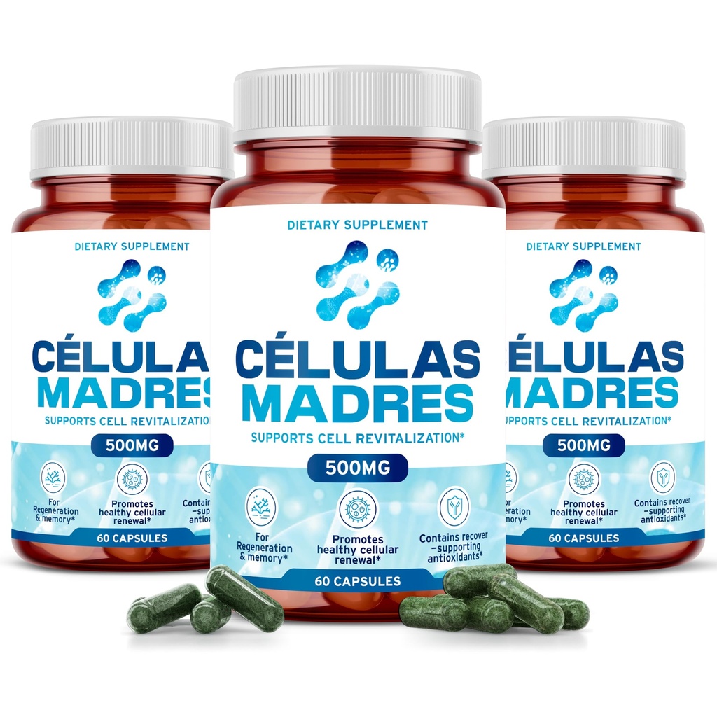 Stammzellergänzungen 500mg (180 Cap) Natürliche Anti-Aging & Langlebigkeit Unterstützung mit Spirulina & Chlorella, Boost Cellular Renewal, Wiederherstellung jugendlicher Energie, Reduce Joint Soreness – Celulas Madre