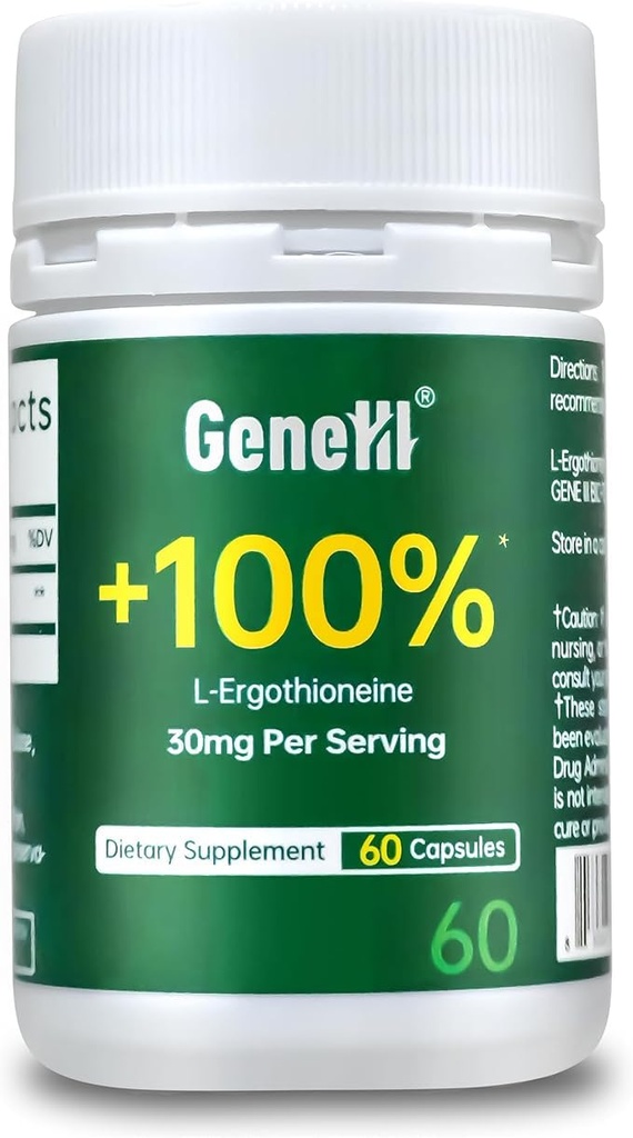 L-Ergothioneine Supplemento, 30mg(EGT)/Serving, 6X Ergothioneine Mushroom Extract Integra Longevità, Supporto Immune, Heart Health & Brain Supplement, Lab Tested, Made in USA, 60 Servings