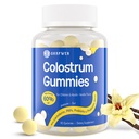 Bovine Colostrum Supplement Gummies - con 60% più alto IgG, Lactoferrin, Probiotici e Prebiotici per adulti e bambini, Vanilla Flavor & Sugar Free, 90 Gummies
