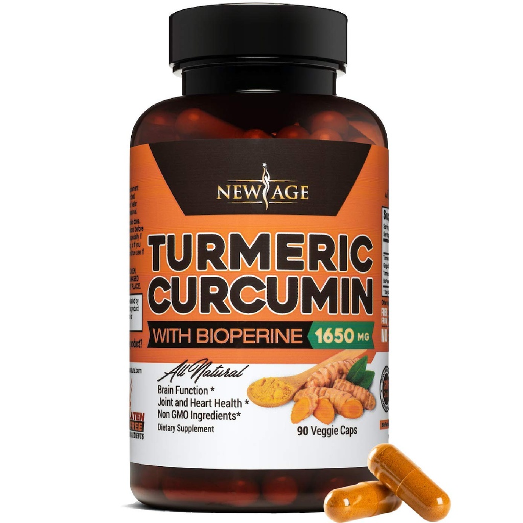 NEU AGE Kurkuma Curcumin mit Bioperine Kapseln - Natürliche Gelenk & Gesunde Unterstützung mit 95% Standardisierte Curcuminoide für Potenz & Absorption - Non-GMO, Gluten Free (90 Count (Pack von 1))