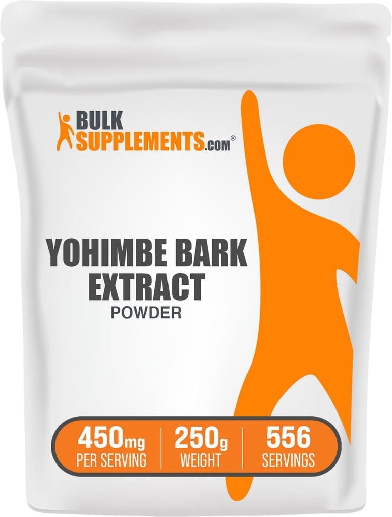 BulkSupplements.com Yohimbe Extrakt Pulver - Yohimbe Bark Extrakt - Kräuterergänzung, Glutenfrei, 450mg pro Servierung, 250g (8.8 oz) (Pack von 1)