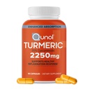 Qunol Kurkuma Curcumin mit schwarzem Pfeffer, 2250mg Kurkumaextrakt mit 95% Curcuminoide, extra Stärke Kurkuma Ergänzung, Enhanced Absorption, Joint Support Supplement, 90 Vegetarische Kapseln