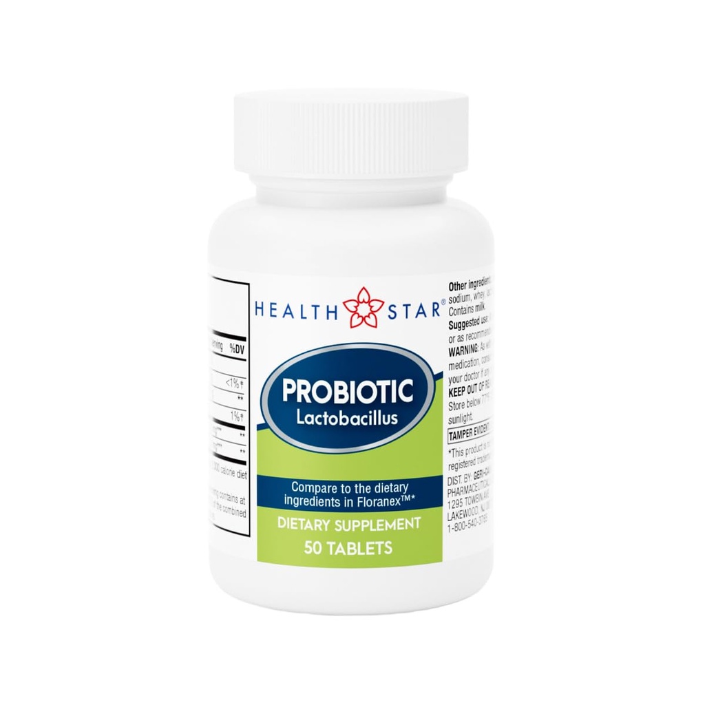 GeriCare Probiotic Lactobacillus, Sostenere la salute digestiva, Compresse di integratori alimentari, 50 conte (Pack of 1)