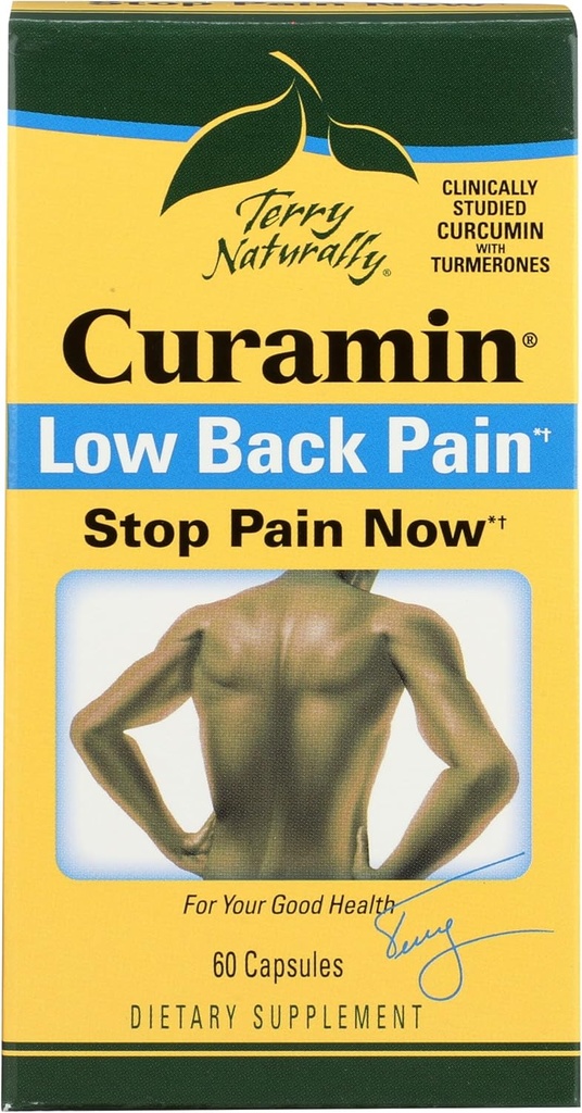 Terry Naturally Curamin Low Back Pain - 60 Vegan Capsules - Targeted Relief Supplement, Unterstützt gesunde Knorpel & Komfort - Non-GMO, Gluten-Free - 20 Servierungen