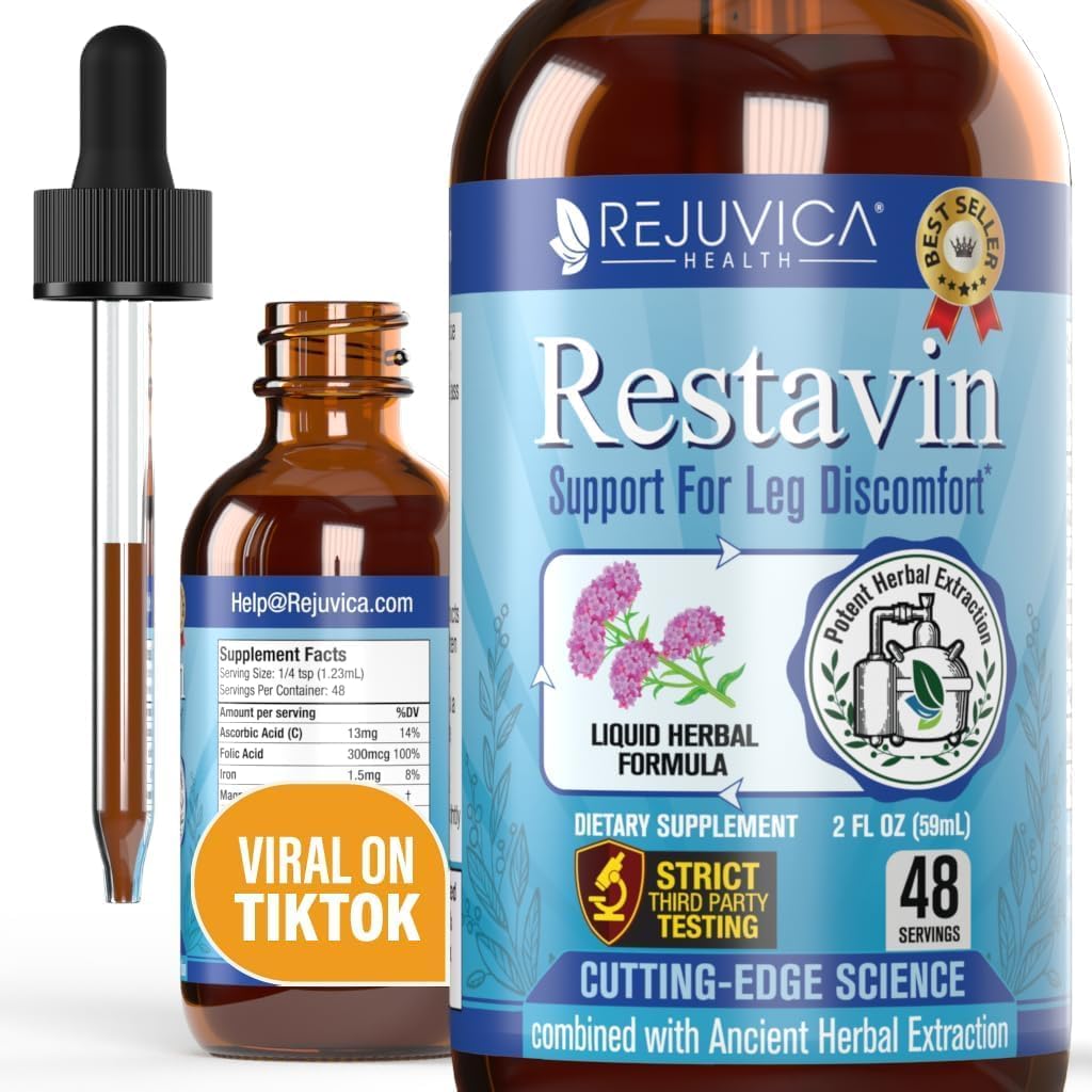 Restavin - Supplemento avanzato di sostegno della gamba - Consegna liquida per un migliore assorbimento - Vitamina C, Ferro da stiro, Valerian, Turmerico, Magnesio & More!