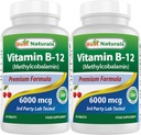 Best Naturals Vitamina B-12 come Methylcobalamin (metil B12), 6000 mcg 60 compresse sublinguali (60 conteggio (pacchetto di 2))