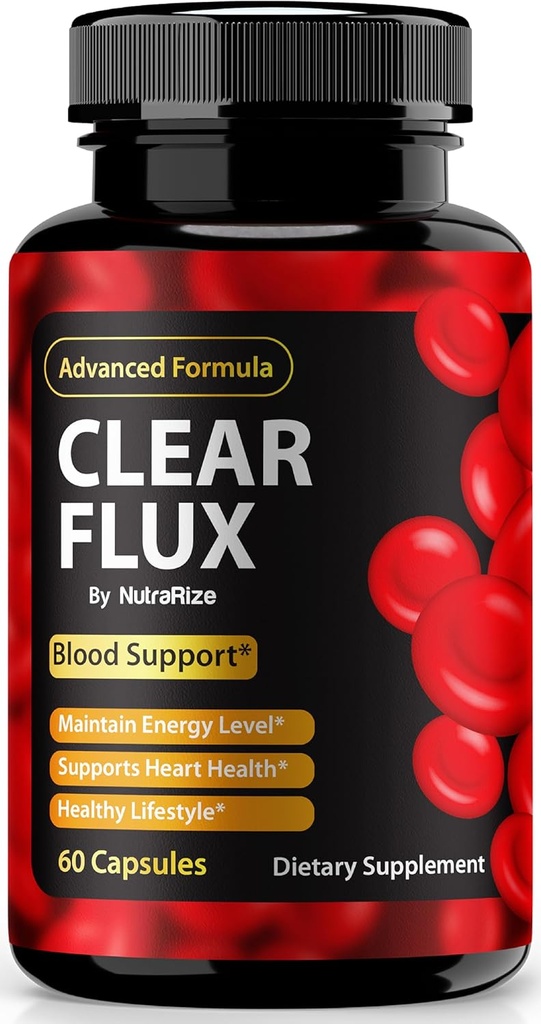 Klare Flux Pillen, offizielle ClearFlux-Kapseln, All-Natural-Unterstützung, Premium-Unterstützung zur Erhaltung stabiler Niveaus und gesunde Zirkulation, Alle Natürliche klare Flux Gesundheit Bewertungen (60 Kapseln)