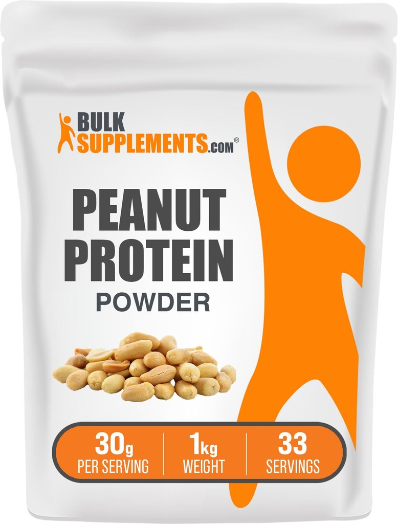 BulkSupplements.com Poudre de protéines d'arachides - Farine d'arachides dénaturée, poudre de protéines d'arachides - Farine de protéines d'arachides, sans gluten, 30g par portion, 1kg (2,2 lb) (paquet de 1)
