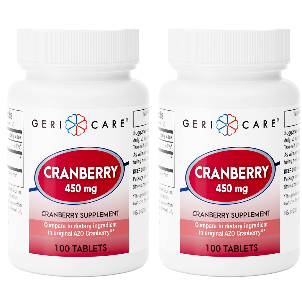 High-Potency Cranberry Supplement - 450mg Pure Cranberry Tablets für Urinary Tract Health Natürliche UTI Prävention für Männer & Frauen-GVO, Gluten & Dairy Free Cranberry Konzentrat 100 Count (2pk)