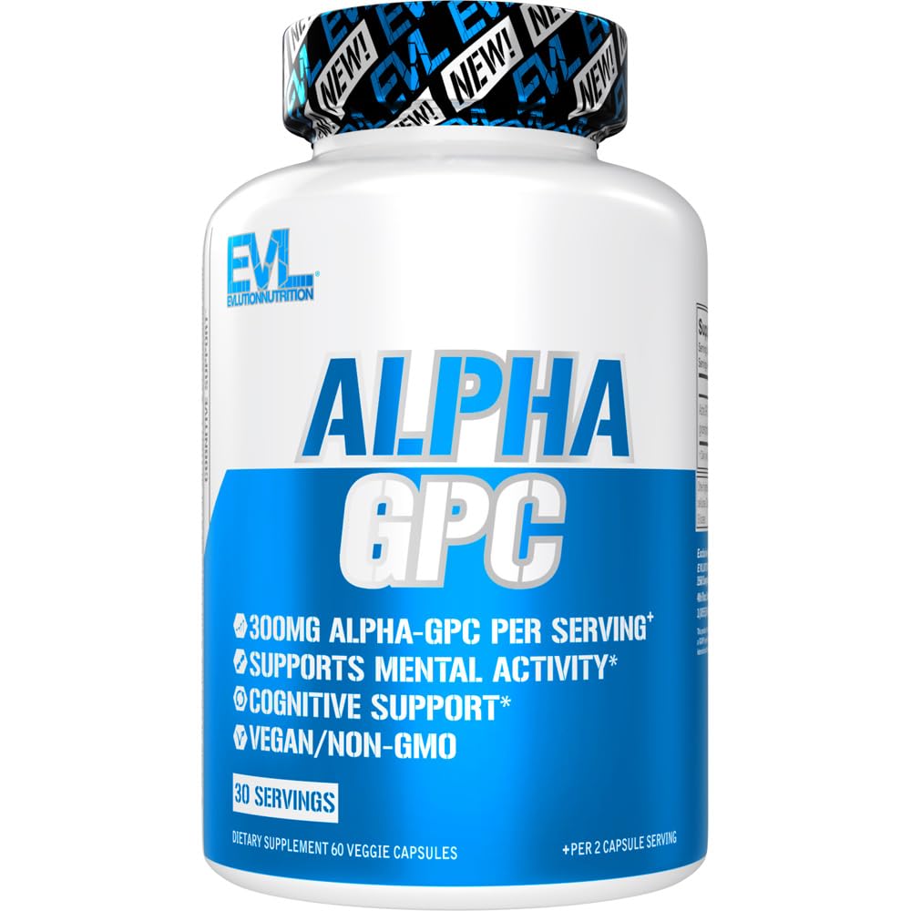 Nootropic Alpha GPC Choline Supplemento - Alpha GPC 600 mg Nootropics Brain Support Supplemento Acetylcholine Precursor e Mood Booster - EVL Nutrizione per la memoria e il supporto di messa a fuoco