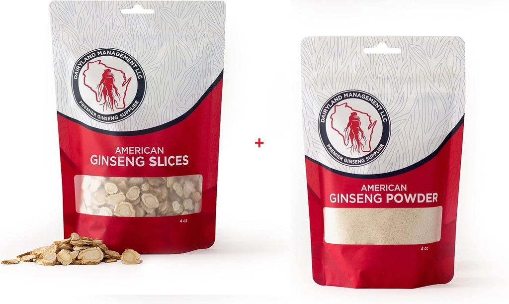 Dairyland American Ginseng Slices and Powder - 4 oz Pack Jeder von Wisconsin Ginseng – Direkt von Farmer zu Verbraucher richtlinie