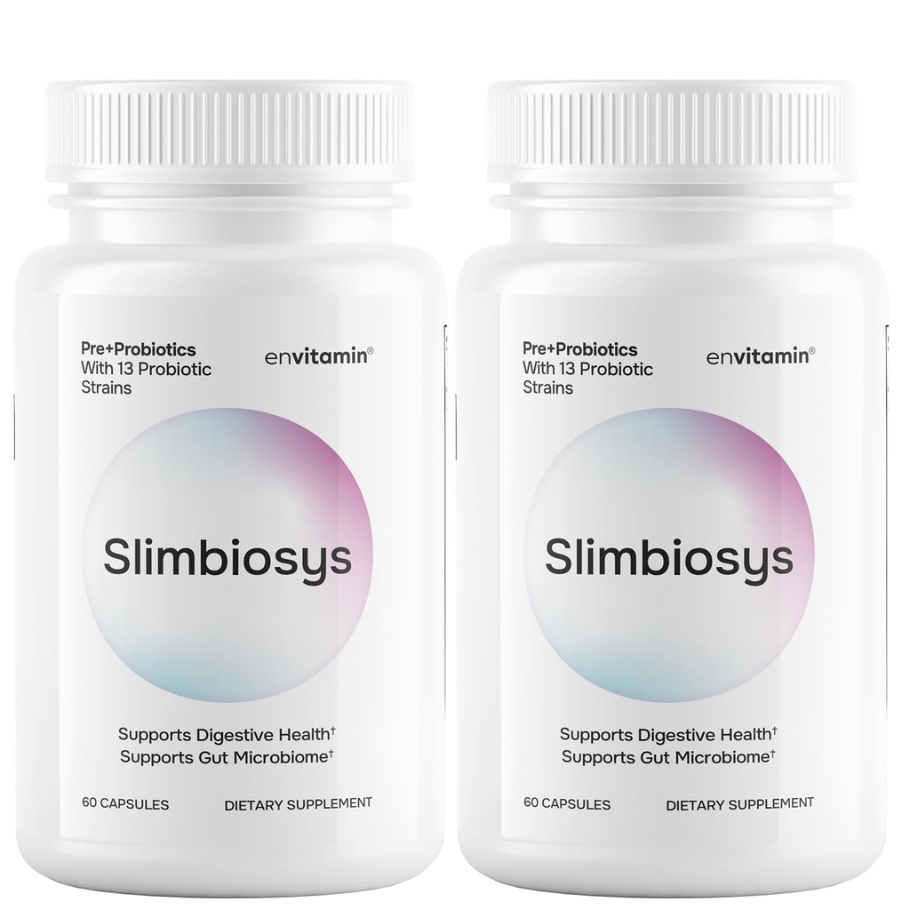 Slimbiosys Ultra Probiotic Capsule - Pre &amp; Probiotici per Donne & Uomini - Supporta il tuo Microbiome (2 Pack, Slimbiosys)