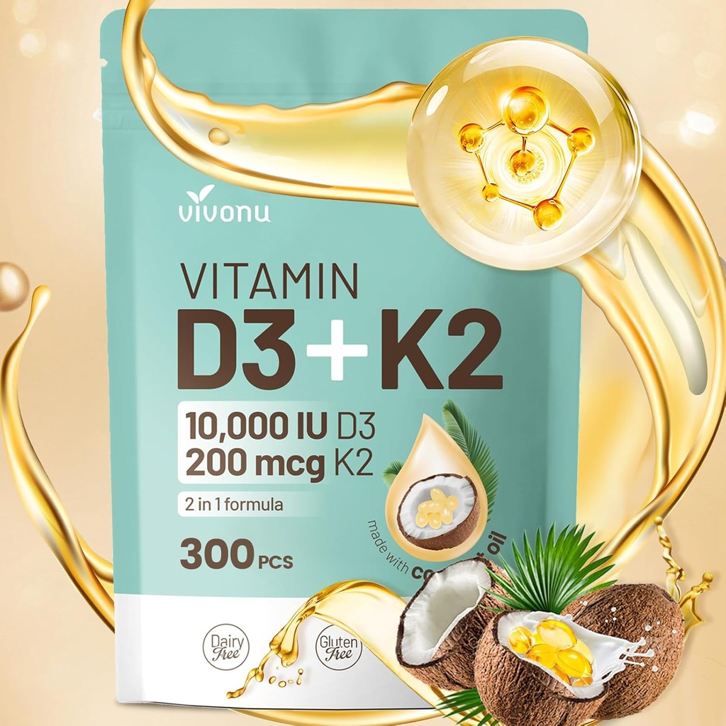 Vitamine D3 10000 iu Plus K2 (MK-7) 200 mcg