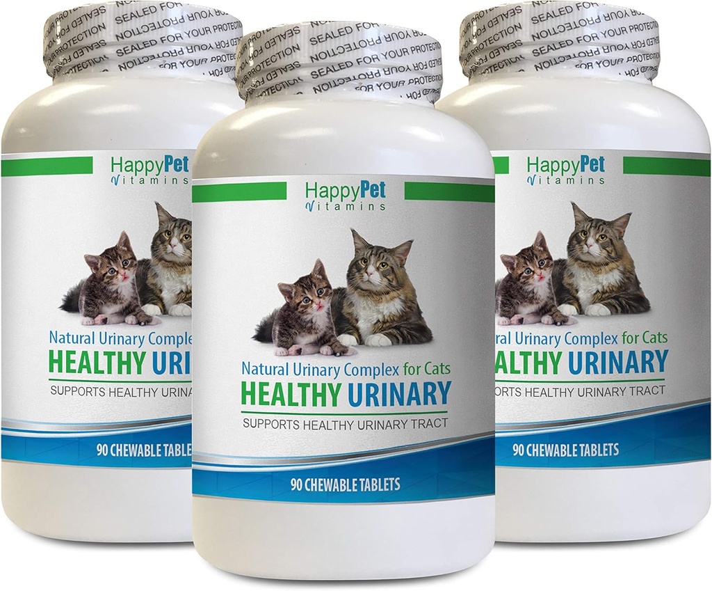 Katzen-UTI-Ergänzung - CAT Healthy Urinary Complex - UTI-Lösung - Natürliche Formel - Anti - Katze Urinkontinenz - 3 Flaschen (270 Tabletten)