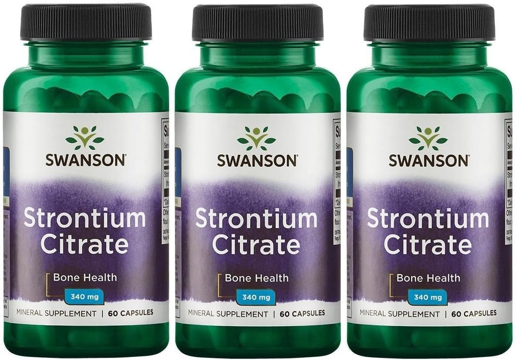 Citrato di Swanson Strontium 340 mg 60 Caps (3 Pack)