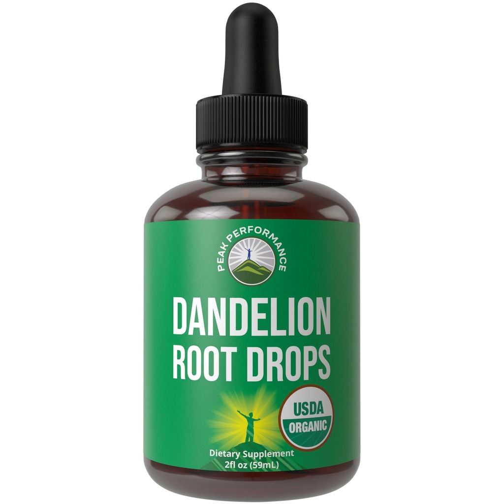 Estratto di radice di leone. USDA Organic Vegan Erboristeria Liquido Dandelions Supplemento per le donne e gli uomini. Tonico fogliare per Immune, fegato, salute del fegato. Zucchero Zero, Integratori Senza Glutine Non Capsule