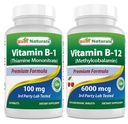 Meilleurs naturels vitamine B1 comme mononitrate de thiamine 100 mg et vitamine B12 6000 mcg