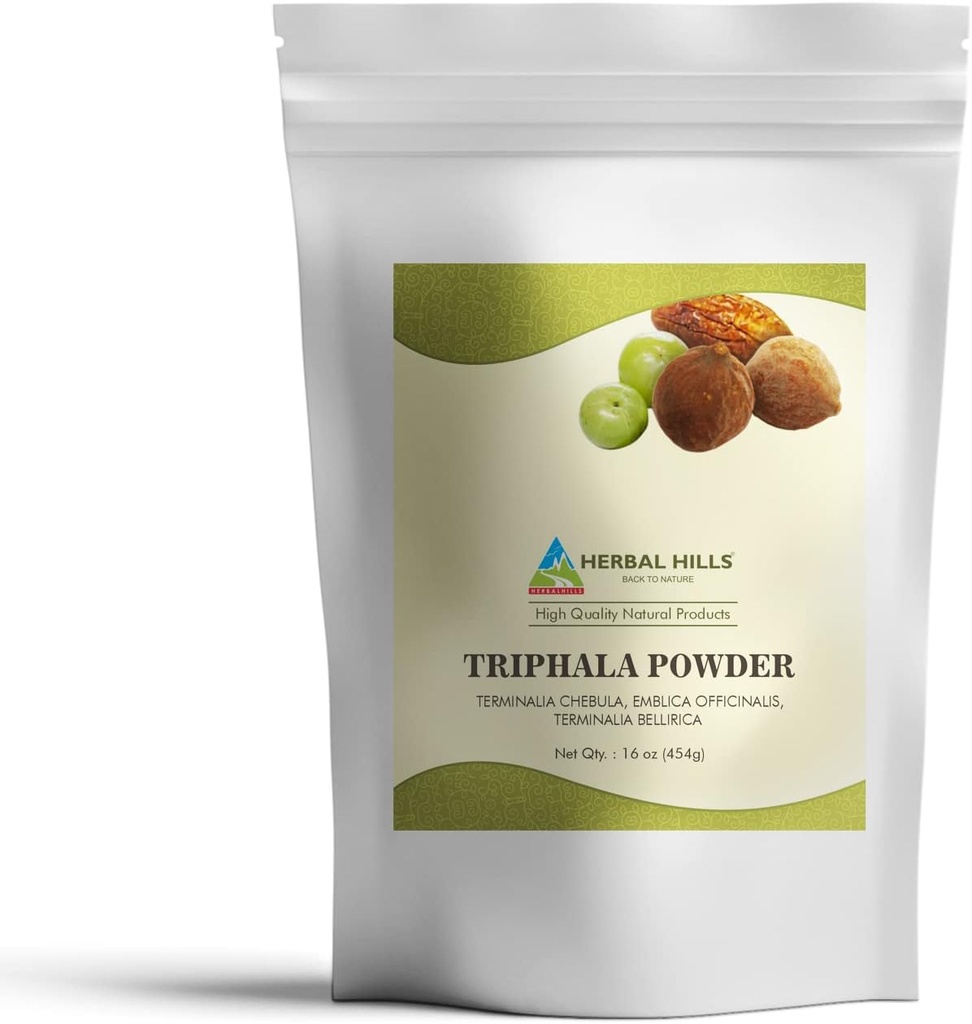 HERBAL HILLS Triphala Pulver | 16 Oz (454 GMS) | Formel von Amla Haritaki & Bibhitaki (1 Pfund (Pack von 1))