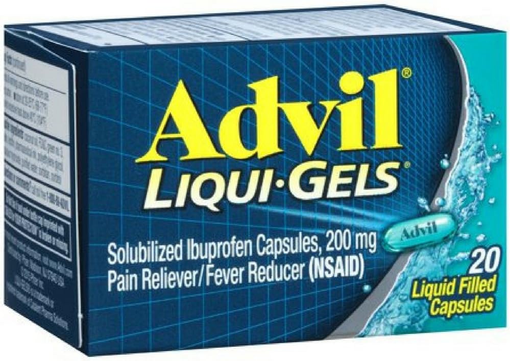 Advil Liqui-Gels 20s Größe 20s Advil Ibuprofen Schmerzlinderung Flüssigkeit gefüllt Kapseln 20ct