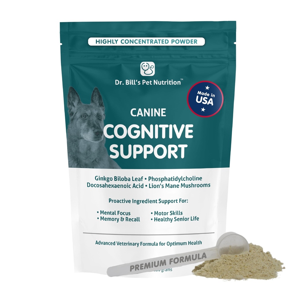 Projet de loi sur le soutien cognitif des canines Complément de soutien à la mémoire Multivitamine pour chiens Contient Gingko Biloba, L-Carnosine, Vitamine B-12, L-Glutamine, L-Tyrosine et DHA pour chiens adultes et aînés