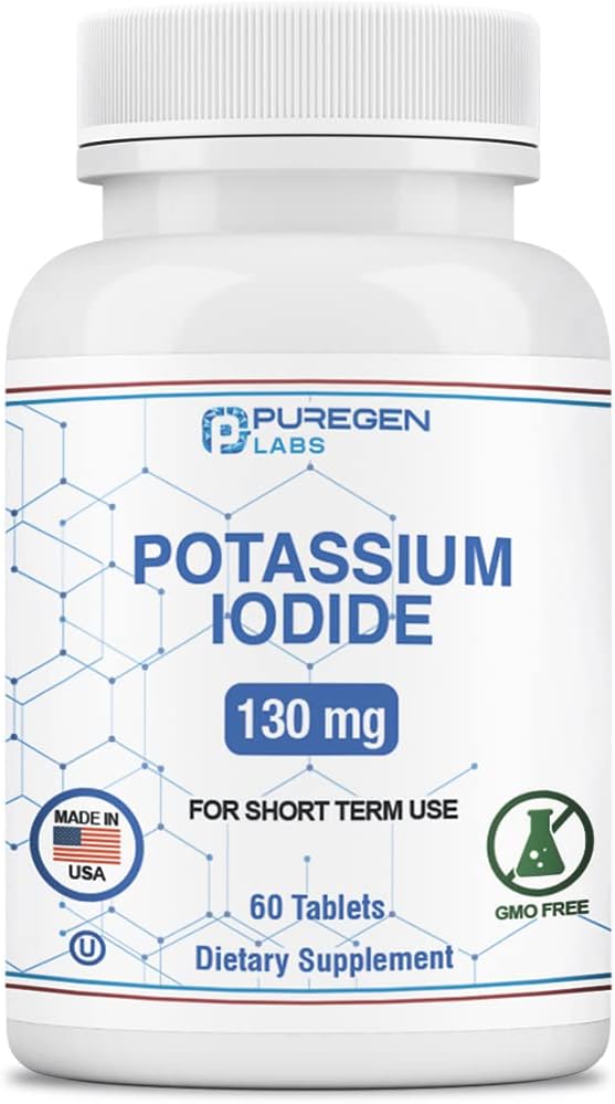Comprimés d'iodure de potassium 130 mg de comprimés d'iode casher, soutien thyroïdien – 60 comprimés