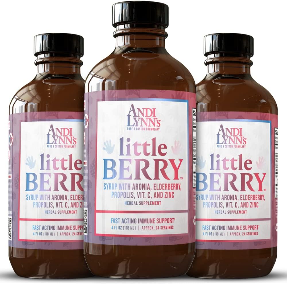 Andi Lynn’s LittleBerry, Elderberry Syrup für Kinder mit Vitamin C & Zink, Fast-Acting Immununterstützung Kräuterergänzung, 4 oz (3-Pack)