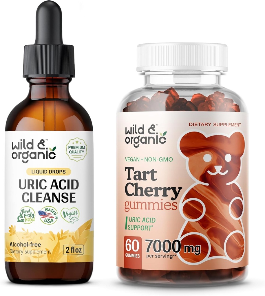 Wild & Organic Uric Acid Cleanse Tincture 2 fl oz & Tart Cherry Gummies