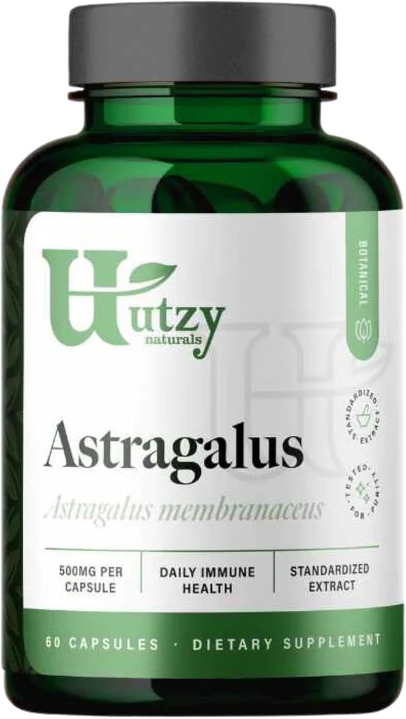 Utzy Naturals Astragalus | Daily Immune Health | 500 mg per Capsule | 60 capsule